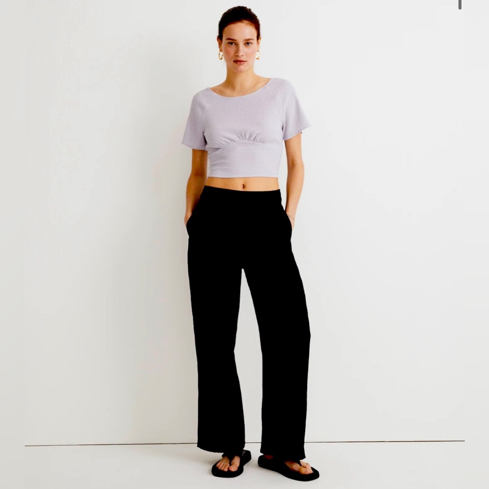 Madewell Shirred Crewneck Crop Top